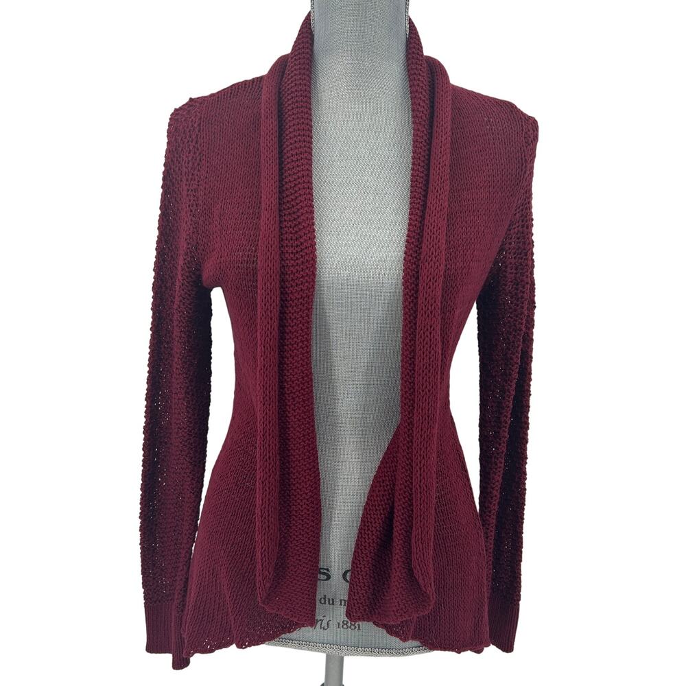 Wooden Ships Knit Cardigan Cotton Blend Size S/M Red Open Front
